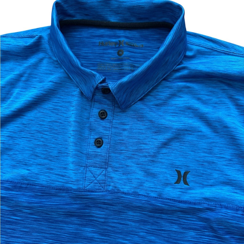 Hurley‎ Blue Two Tone Blue Polo Shirt Men’s Size Medium Logo Buttons Prep